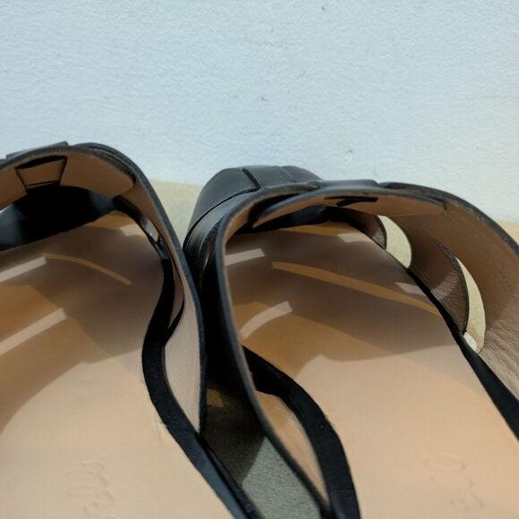 Madewell The Dixson Fisherman Mule Flats True Black Leather Sz 7.5 NEW - Picture 10 of 16